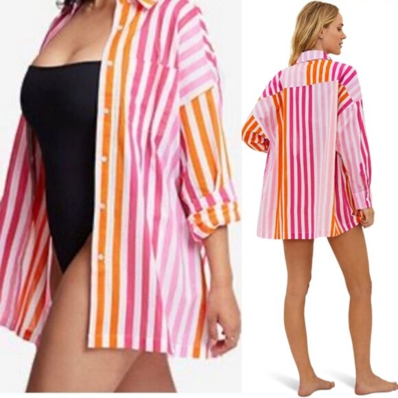 NWoT Beach Riot Revolve Alexa Shirt Dress Top Sunset Stripes Coverup size S/M - Picture 13 of 13